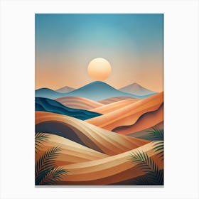 Desert Landscape With Palm Trees 5 Canvas Print