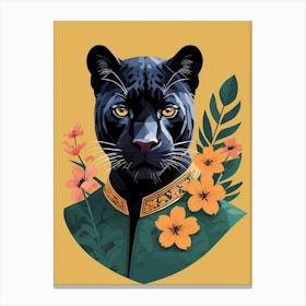Floral Black Panther Portrait In A Suit (16) Canvas Print