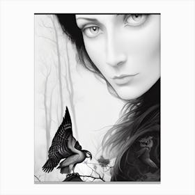 Black and White fairy tail portrait woman Canvas Print