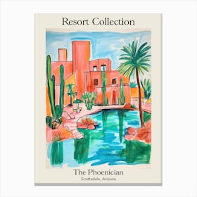 Poster Of The Phoenician   Scottsdale, Arizona   Resort Collection Storybook Illustration 1 Canvas Print