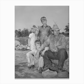 Father And His Children Living Near Sallisaw, Oklahoma By Russell Lee Canvas Print