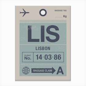 Lisbon Luggage Tag Canvas Print