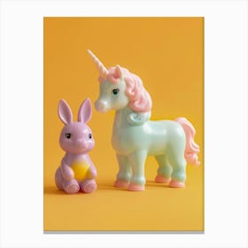 Pastel Toy Unicorn & Toy Bunny 2 Leinwandbild