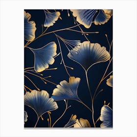 Gold Ginkgo Leaves Seamless Pattern Canvas Print