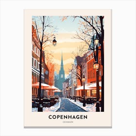 Vintage Winter Travel Poster Copenhagen Denmark 3 Canvas Print