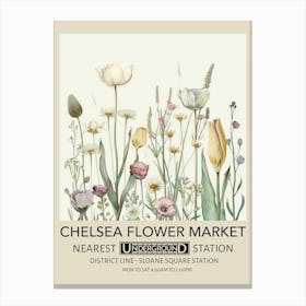 Chelsea Flower Market 2 Vintage Underground Travel Poster Canvas Print