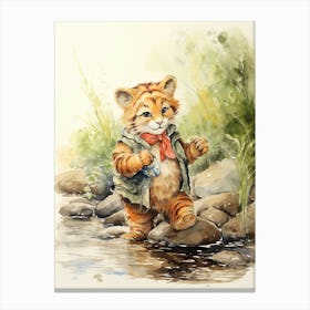 Tiger Illustration Geocaching Watercolour 4 Canvas Print