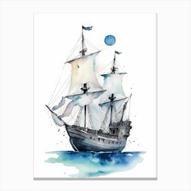 Sailing Ships Watercolor Painting (19) Canvas Print