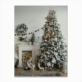 Christmas Tree In The Living Room 1 Canvas Print