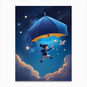 Little Boy Flying In The Sky Canvas Print