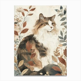 Norwegian Forest Cat Japanese Illustration 3 Canvas Print
