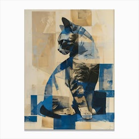 Cat In Blue Squares Canvas Print