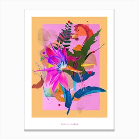 Bird Of Paradise 2 Neon Flower Collage Poster Canvas Print