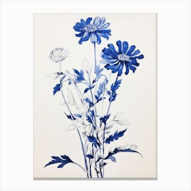 Blue Botanical Asters 4 Canvas Print