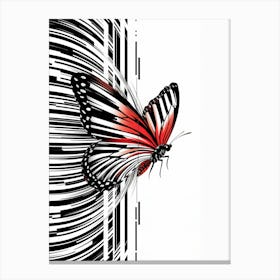 Butterfly On A Barcode Canvas Print