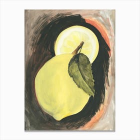 Yellow Lemon Composition - yellow black vertical hand painted kitchen food still life Canvas Print