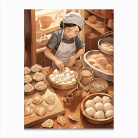Dumpling Making Chinese New Year 8 Canvas Print