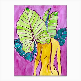 Nude With Leaves Canvas Print