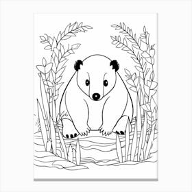 Line Art Jungle Animal Tamandua 3 Canvas Print