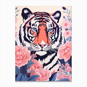 Tiger With Flowers Canvas Print