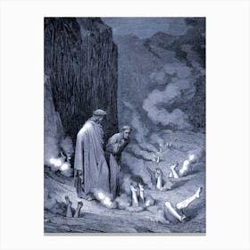 Inferno Canto 19, The Punishment of the Simonists in Burning Pits - Gustave Doré, 1866 in Remastered HD Canvas Print