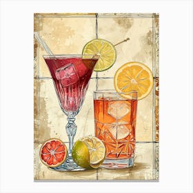 Fruity Cocktails Watercolour 2 Canvas Print