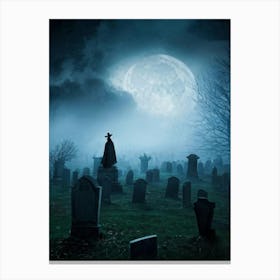 Graveyard At Night 30 Canvas Print