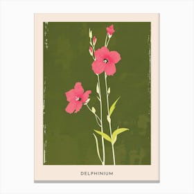 Pink & Green Delphinium 2 Flower Poster Canvas Print
