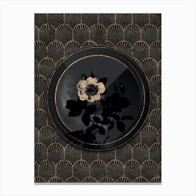 Shadowy Vintage Twin White Rose Botanical in Black and Gold n.0060 Canvas Print