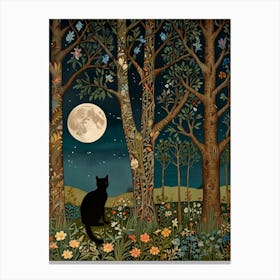 Cat In The Forest Style William Morris 10 Canvas Print