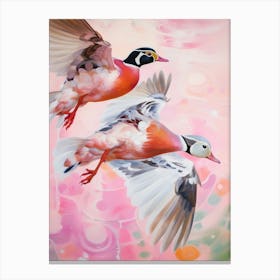 Pink Ethereal Bird Painting Wood Duck 2 Canvas Print