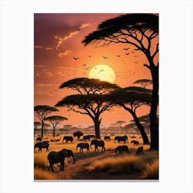 Sunset In The Savannah 7 Canvas Print