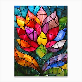Colorful Stained Glass Flowers Canvas Print