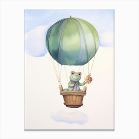 Baby Frog In A Hot Air Balloon Canvas Print