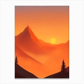 Misty Mountains Vertical Composition In Orange Tone 249 Canvas Print