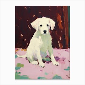 A Bichon Frise Dog Painting, Impressionist 4 Canvas Print