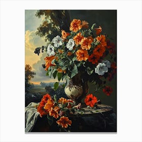 Baroque Floral Still Life Petunia 4 Canvas Print