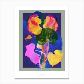 Nasturtium 3 Neon Flower Collage Poster Canvas Print