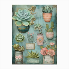 Succulents In Pots 1 Canvas Print