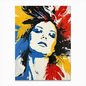 Woman With Feathers, Pop Art Canvas Print