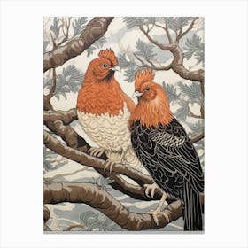 Art Nouveau Birds Poster Chicken 5 Canvas Print