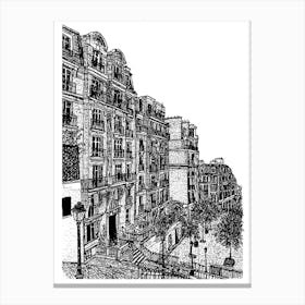 Paris Street Black and White Illustration Leinwandbild