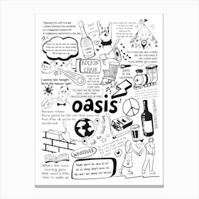 Oasis Doodle Lyrics Canvas Print