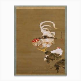 Hen And Rooster With Grapevine, Itō Jakuchū Canvas Print
