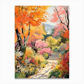 Claude Monets Garden, France In Autumn Fall Illustration 2 Canvas Print