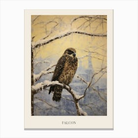 Vintage Winter Animal Painting Poster Falcon 2 Canvas Print