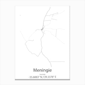 Meningie,Australia Minimalist Map Canvas Print