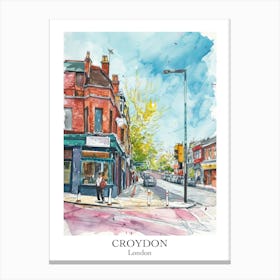 Croydon London Borough   Street Watercolour 2 Poster Canvas Print