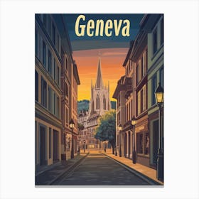 Aihrgdesign A Retro Travel Poster For Geneva Featuring The Hi Deb42674 D39f 43cd A409 Dec455d67b6d 2 Canvas Print