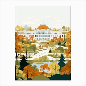 Nymphenburg Palace Gardens Germany Modern Illustration 1 Canvas Print